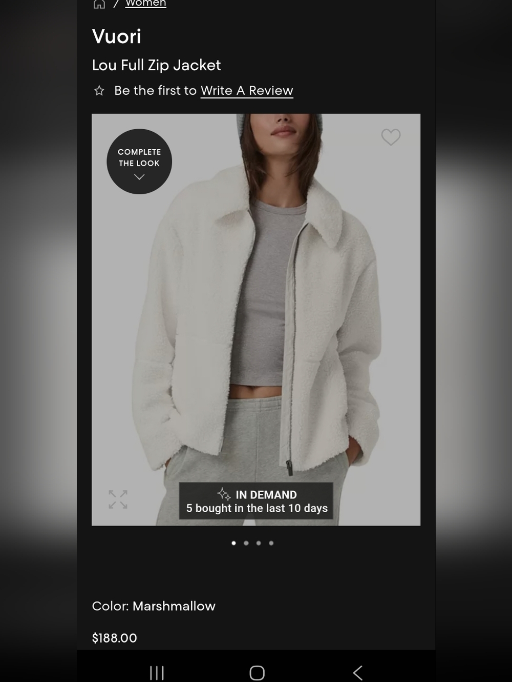 Vuori Cream Teddy Sherpa Zip Jacket